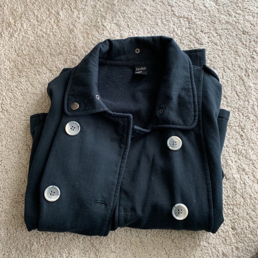 Black cropped pea coat